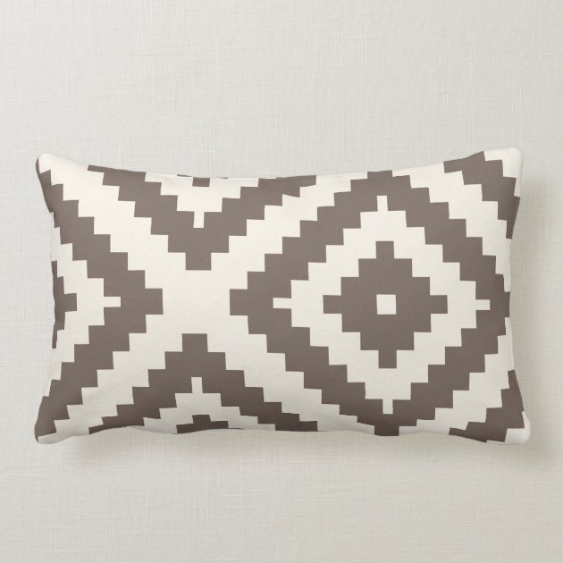 Zigzag Geometric Pattern Taupe Brown Cushion Zazzle